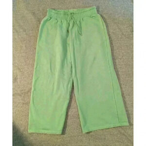 ASOS Design Cropped Drawstring Culotte Pants Green Medium